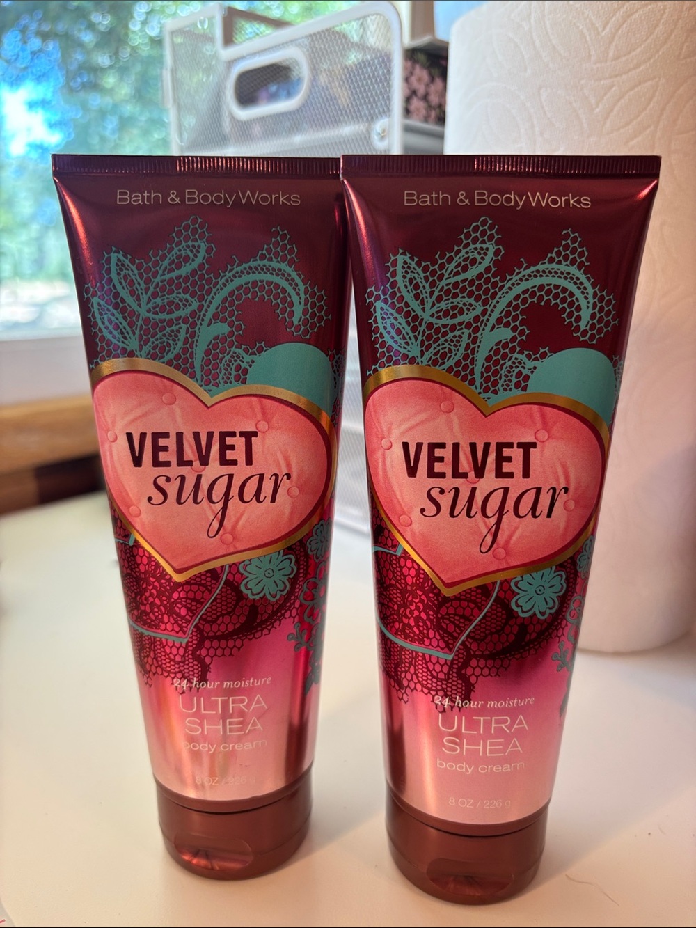 Bath & Body Works Velvet Sugar Ultra Shea Body Cream - Pink & Teal Accents
